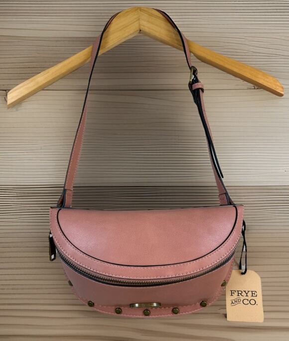 Frye Handbags - Frye & Co Blake Belt Bag Pink Cork Faux Leather Studded Crossbody New With Tag
